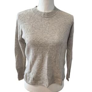 Tahari Cashmere Crewneck Sweater Light Heathered Blue Gray S
